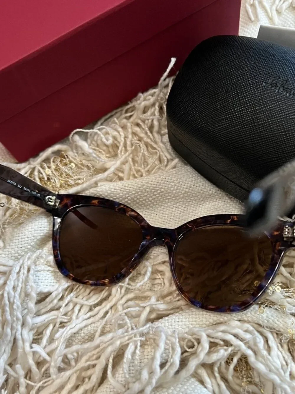 Salvatore Ferragamo Cat Eye Sunglasses Brown Havana NEW